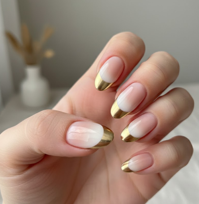gold chrome nails