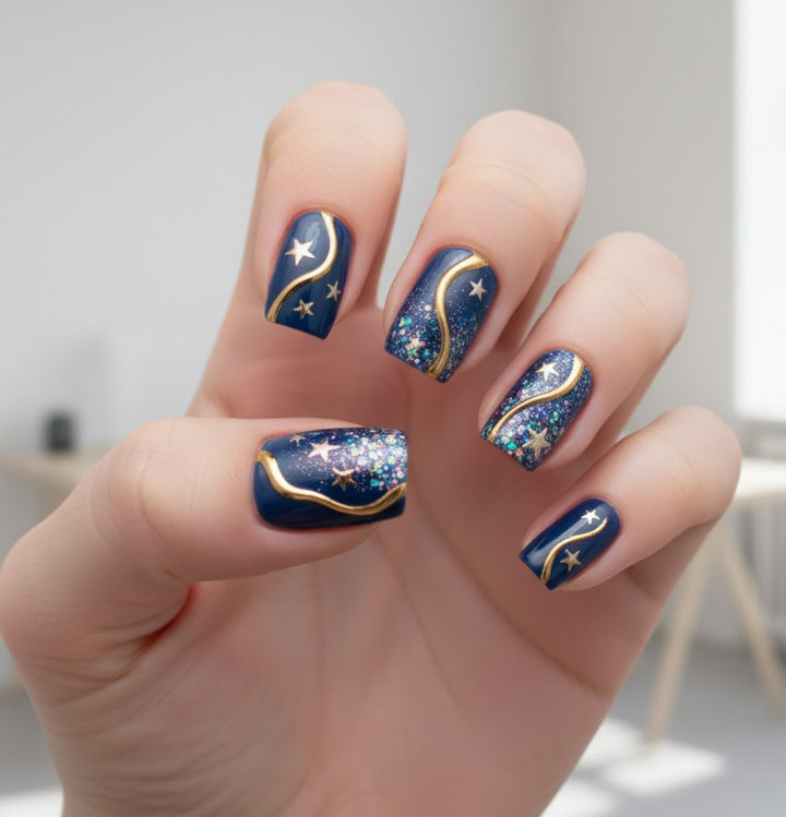 gold chrome nails