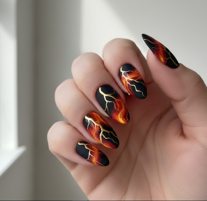 gold chrome nails