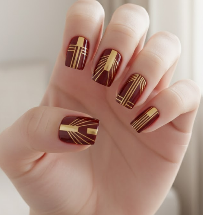 gold chrome nails