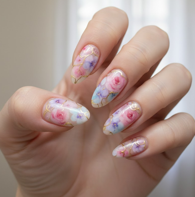 gold chrome nails
