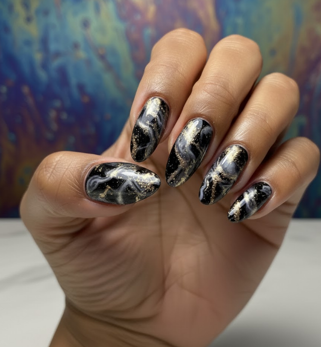 gold chrome nails