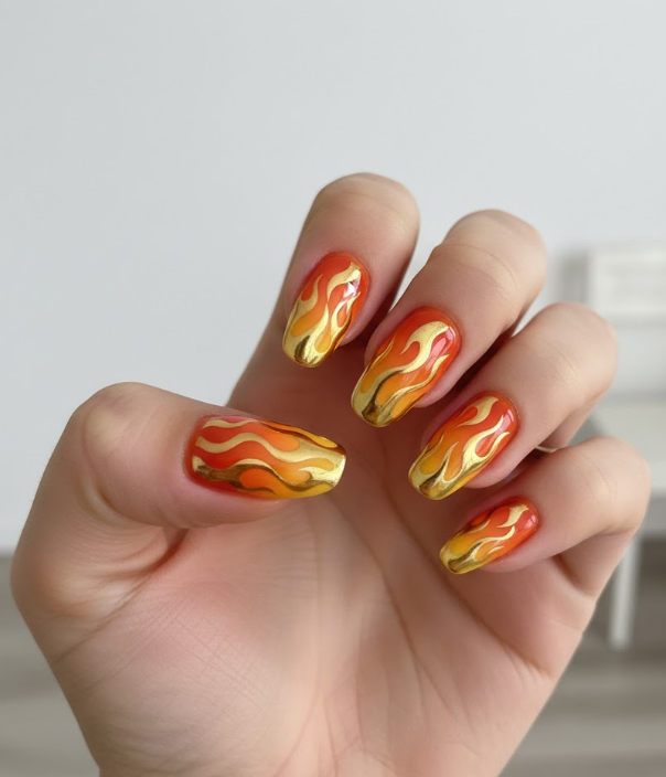gold chrome nails