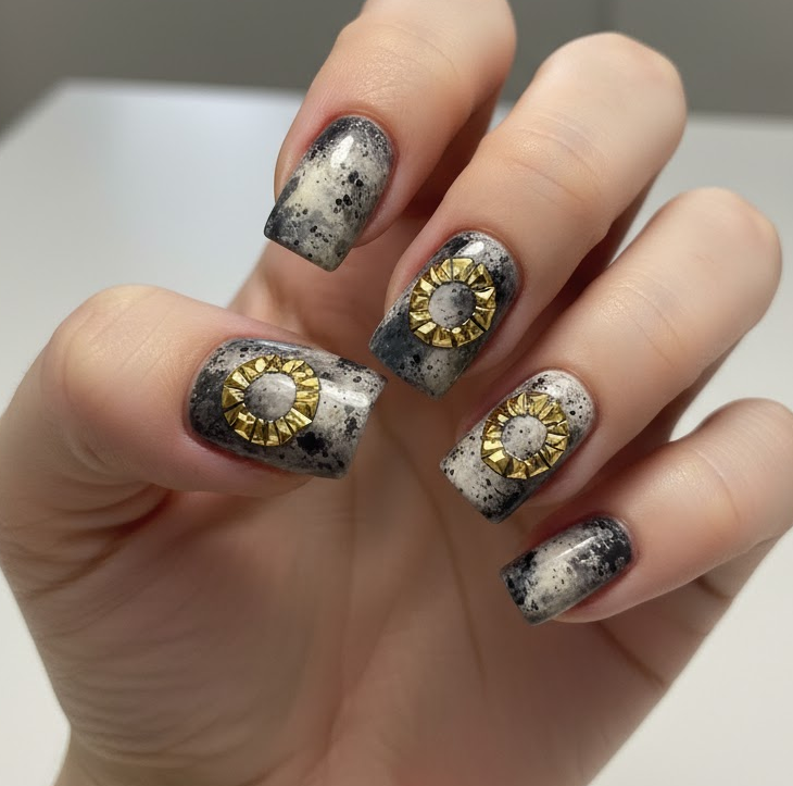 gold chrome nails