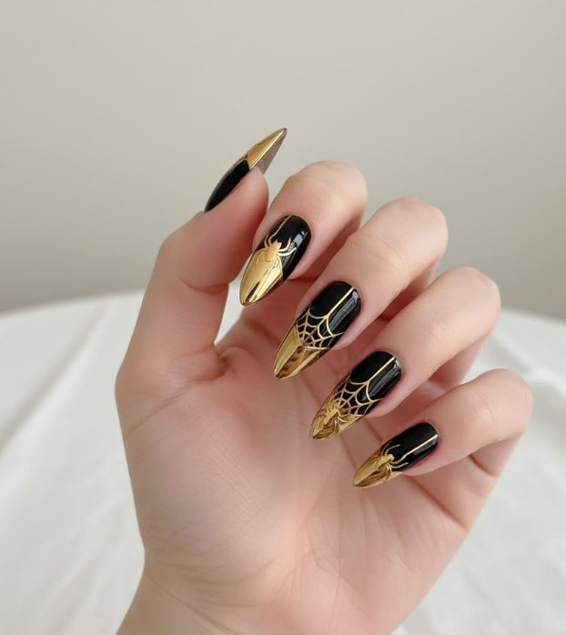 gold chrome nails