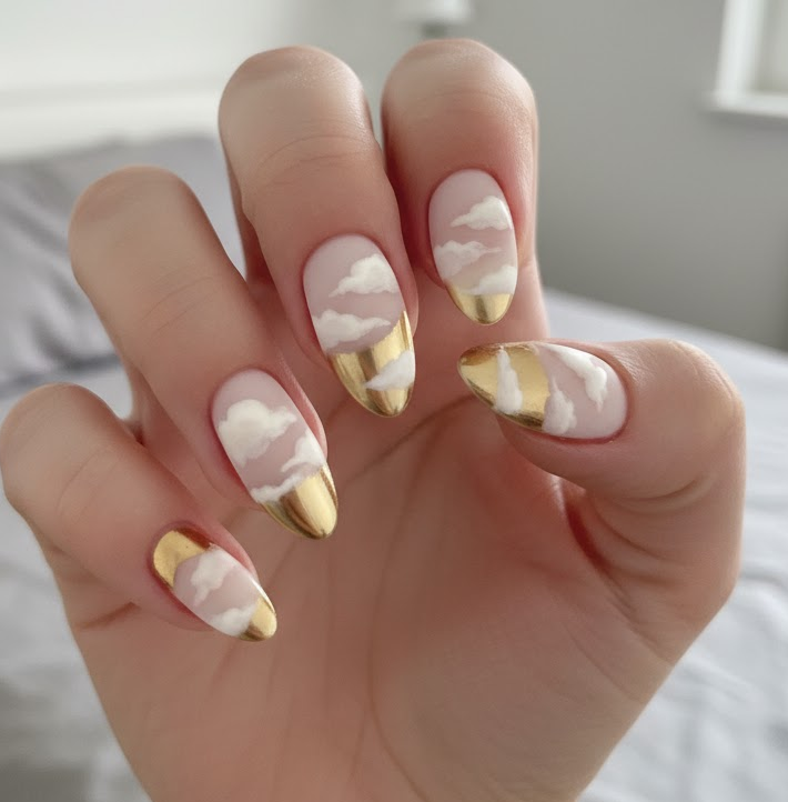 gold chrome nails