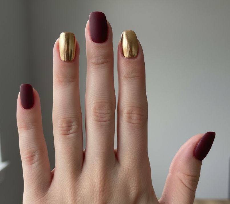 gold chrome nails