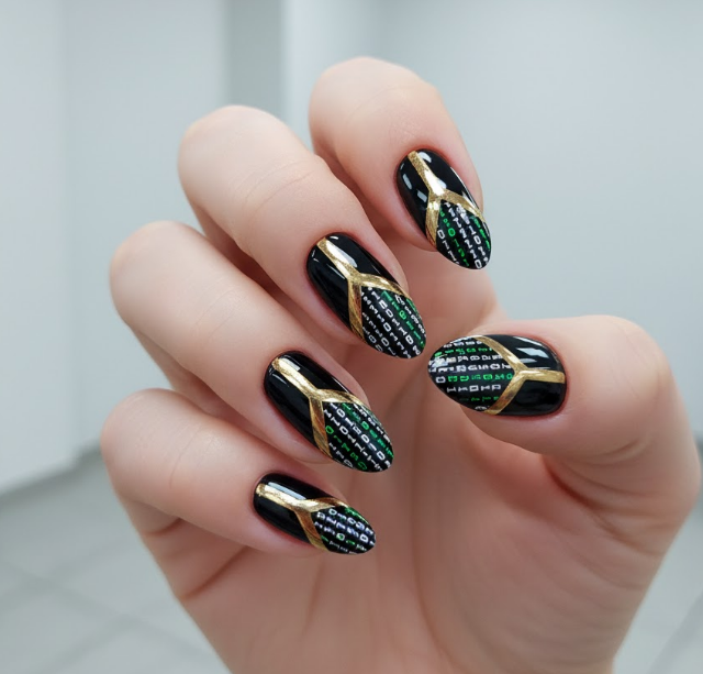 gold chrome nails