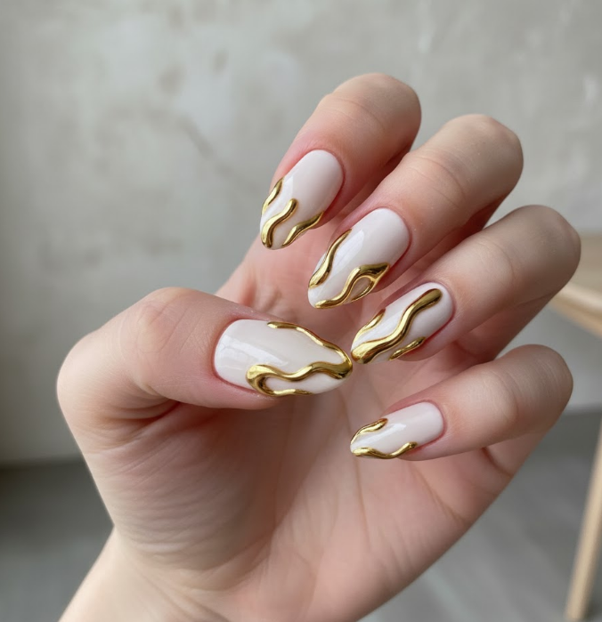 gold chrome nails