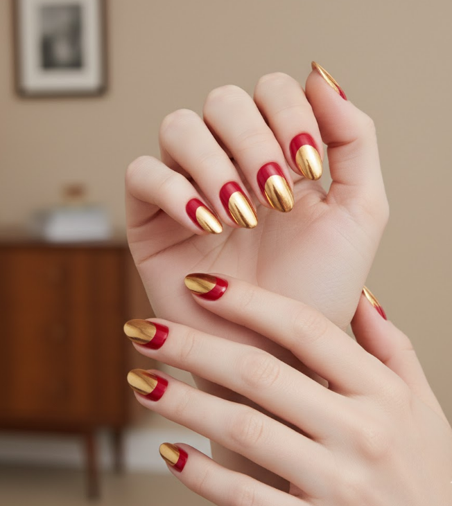 gold chrome nails