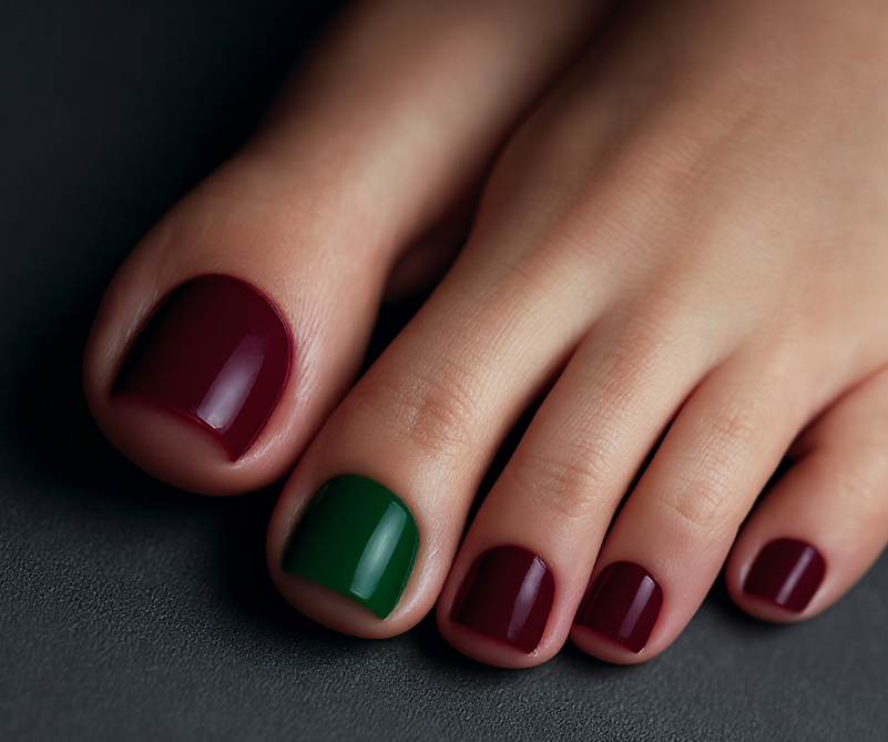 maroon toe nails