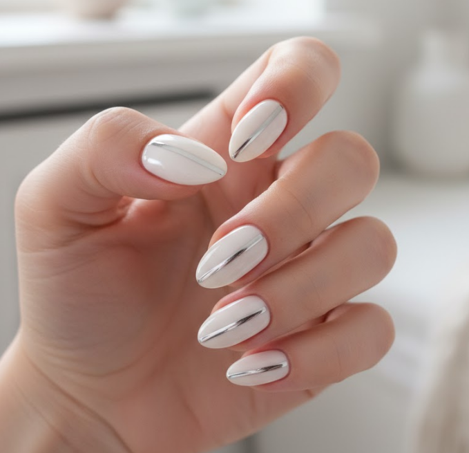 silver chrome nails