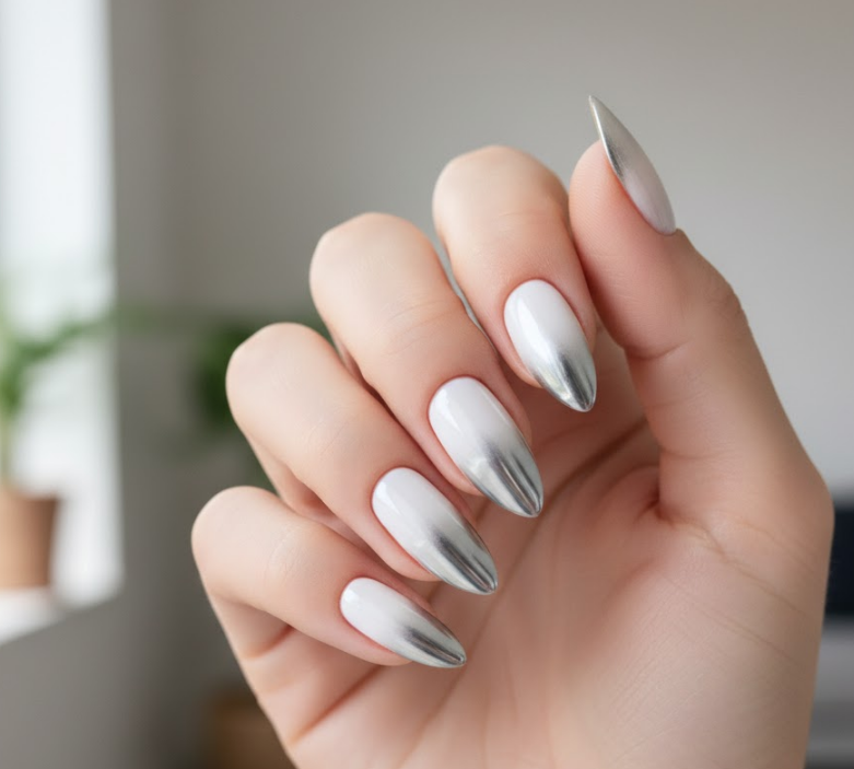 silver chrome nails