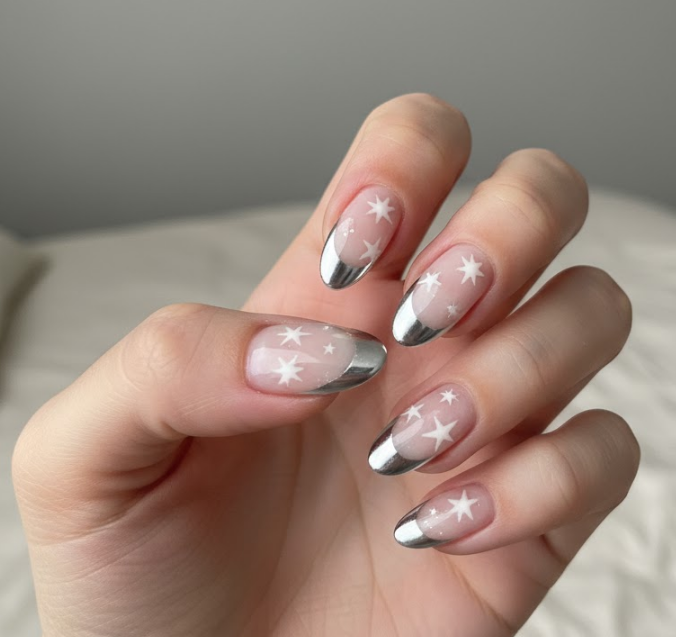 silver chrome nails