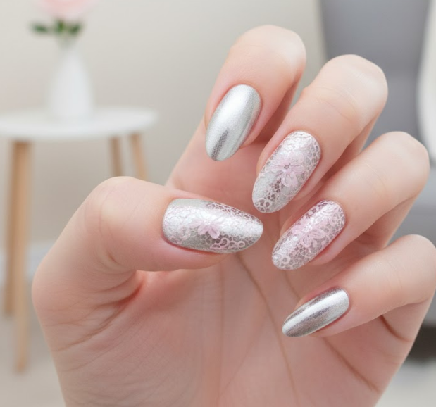silver chrome nails
