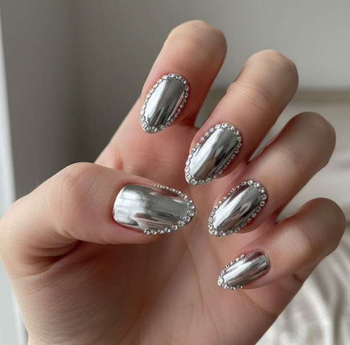 silver chrome nails