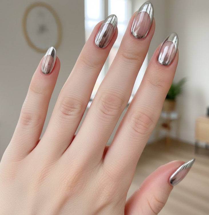 silver chrome nails