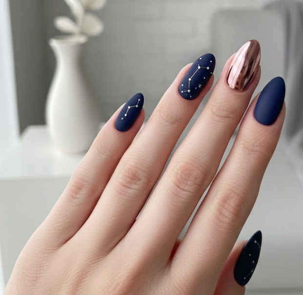 rose gold chrome nail