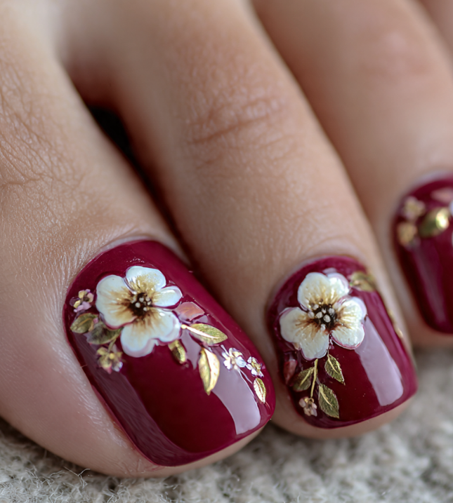 maroon toe nails