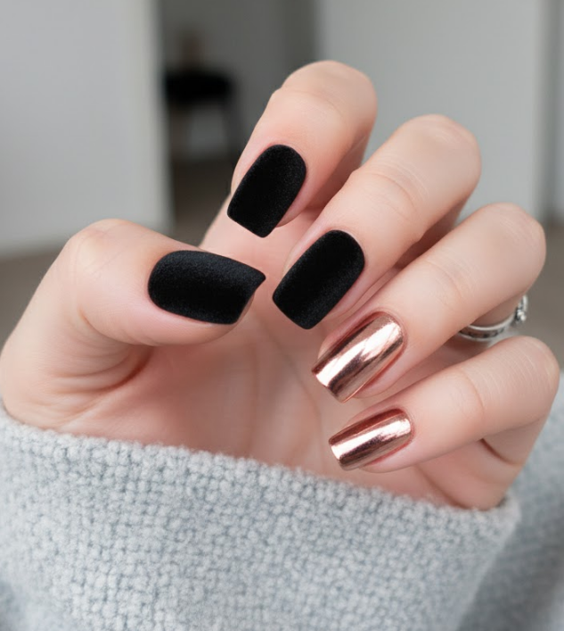 rose gold chrome nail