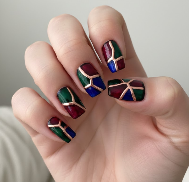 rose gold chrome nails