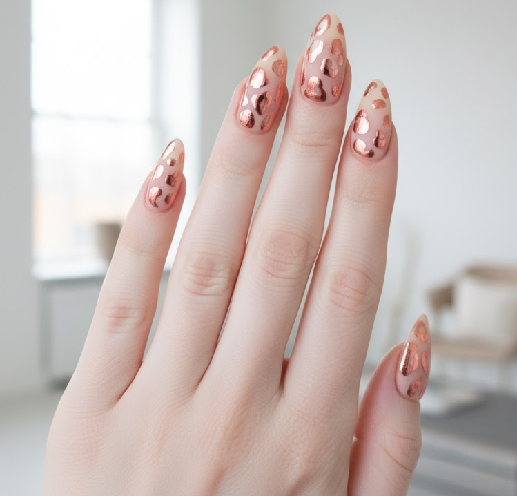 rose gold chrome nails
