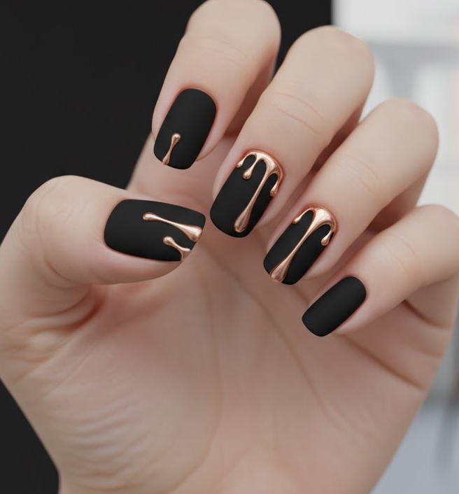 rose gold chrome nails