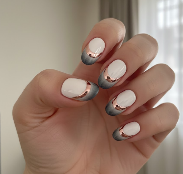 rose gold chrome nails