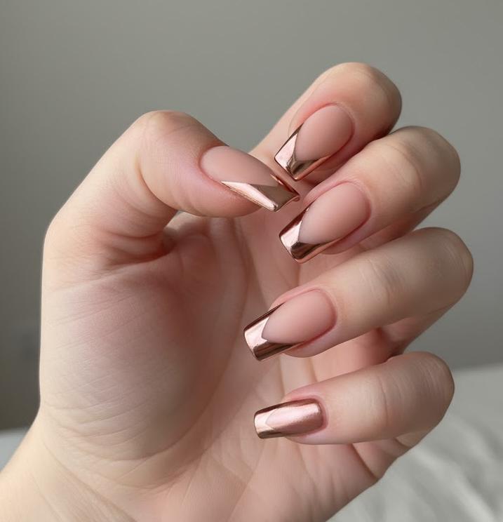 rose gold chrome nails