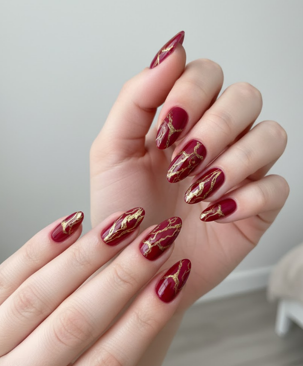 red marble nails