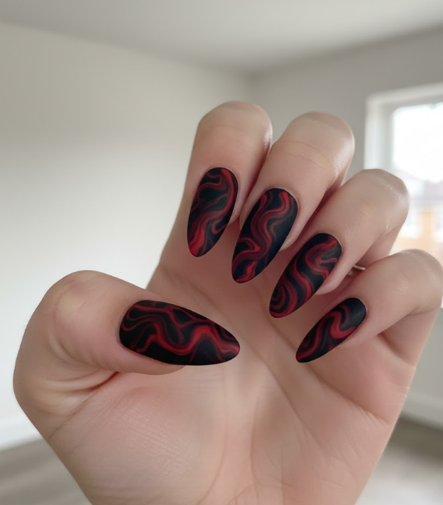 red marble nails
