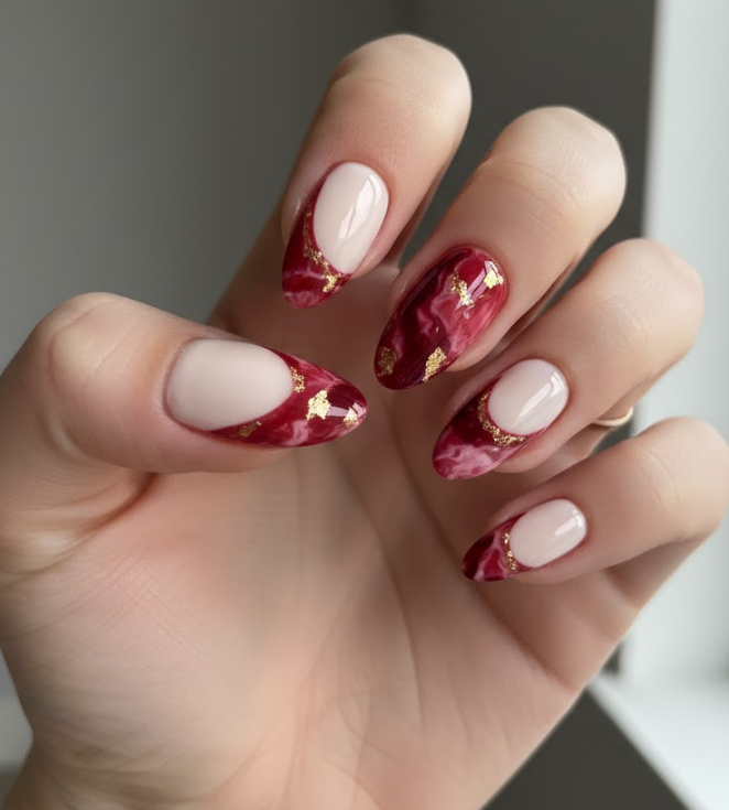 red marble nails