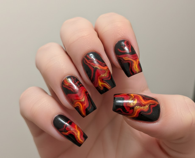 red marble nails