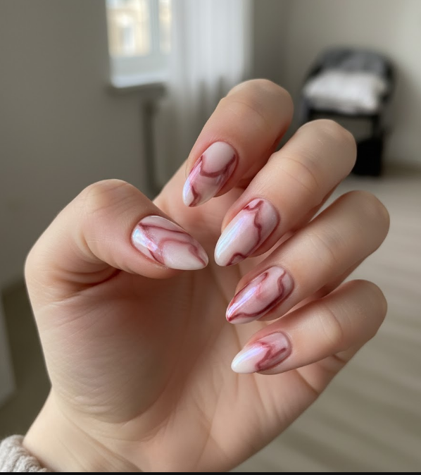 red marble nails