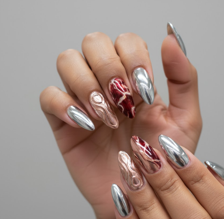 red marble nails