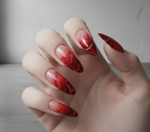 red marble nails