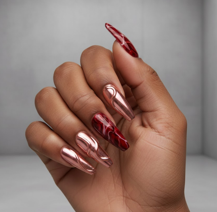 red marble nails