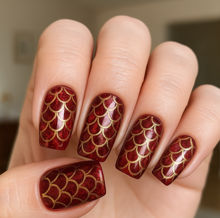 red marble nails