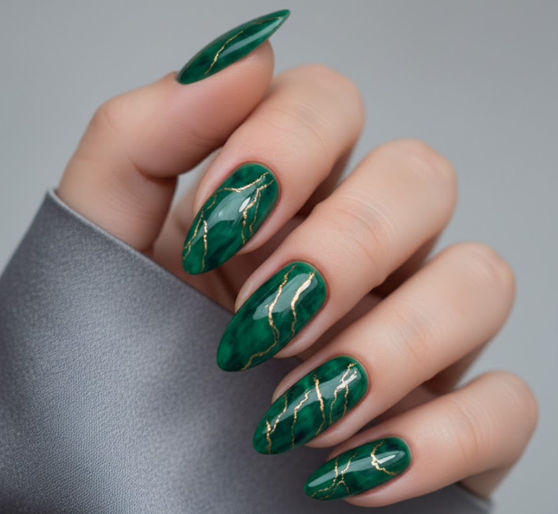 green marble nails