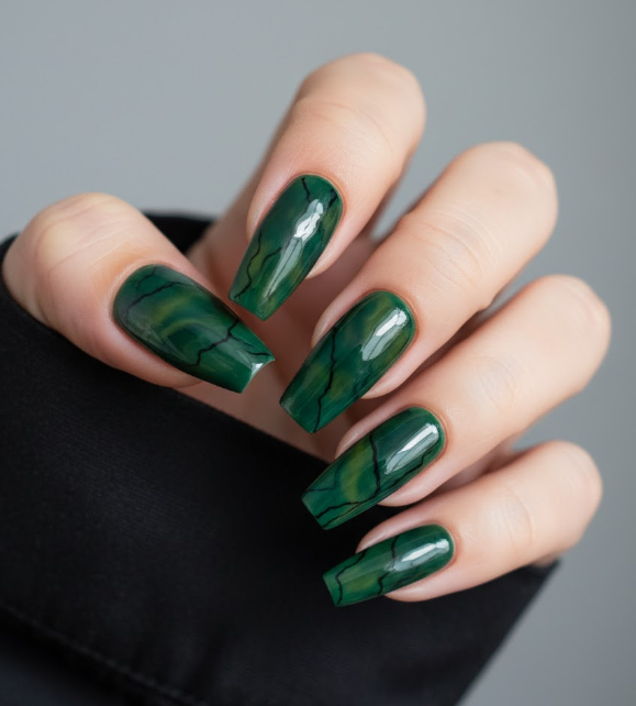 green marble nails