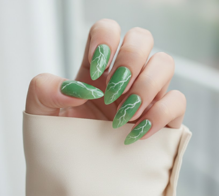 green marble nails