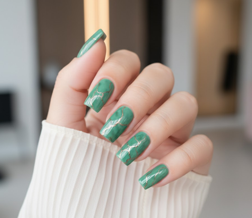 green marble nails