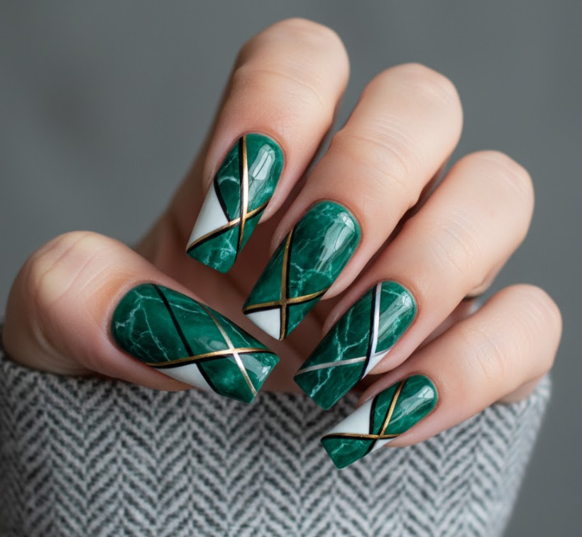 green marble nails