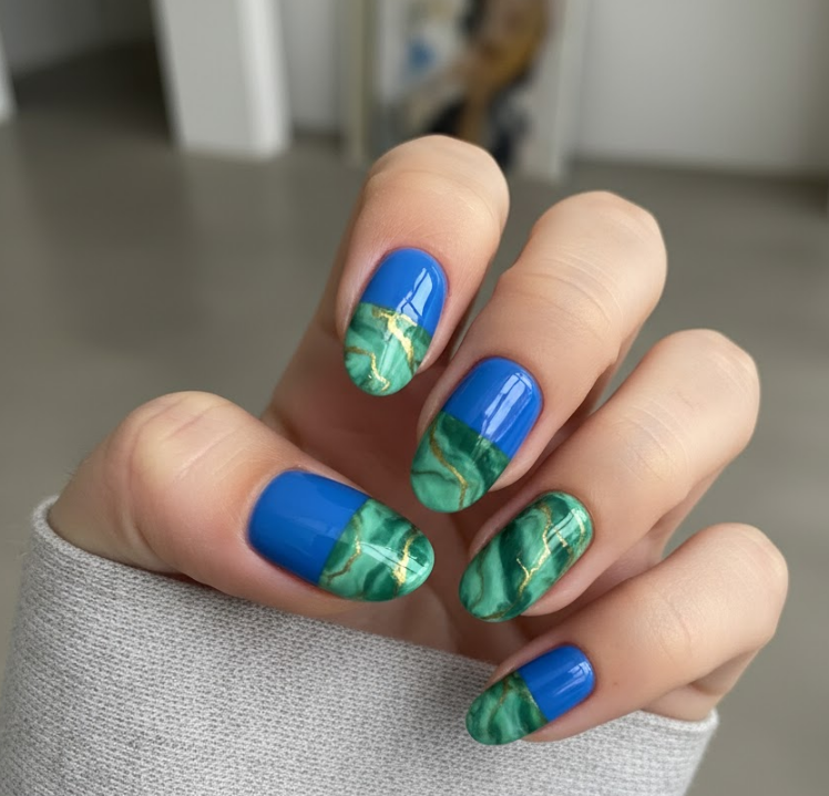 green marble nails