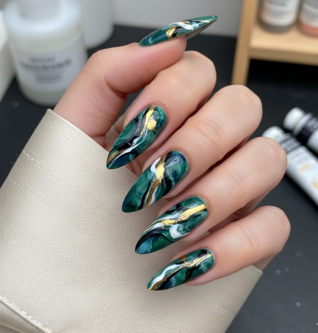 green marble nails