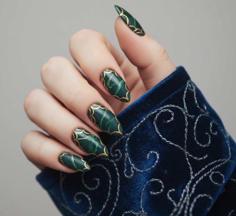 green marble nails