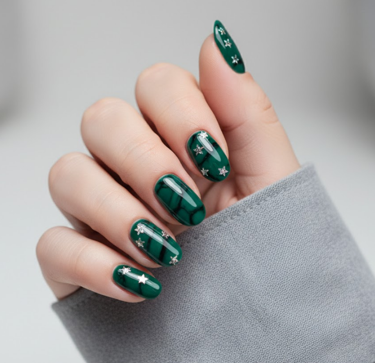 green marble nails