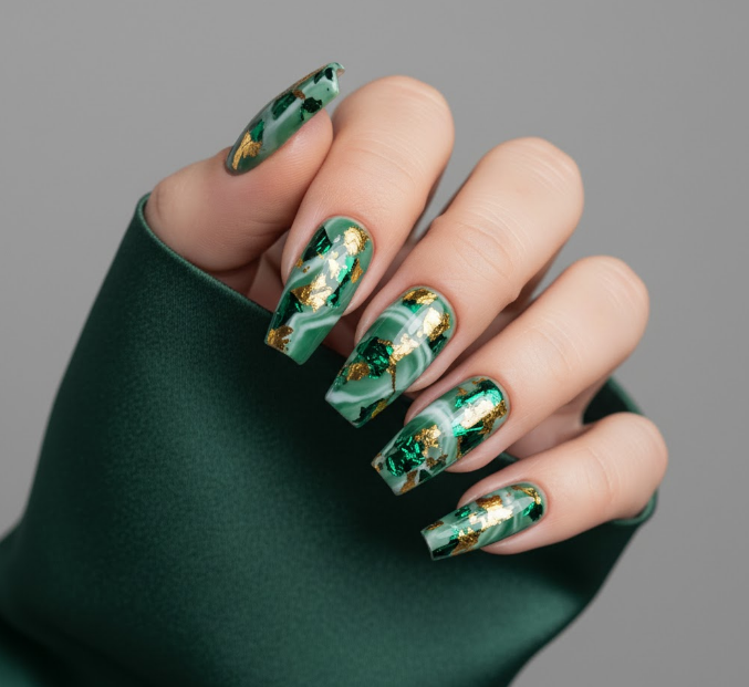 green marble nails