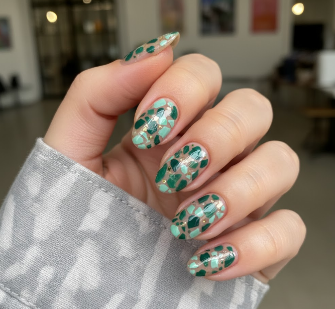 green marble nails