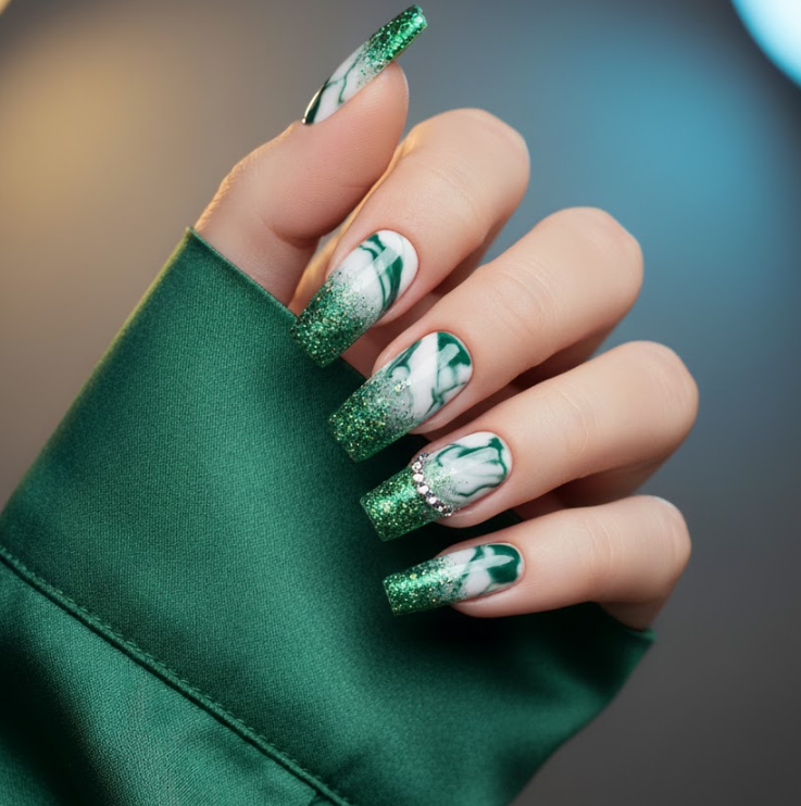 green marble nails